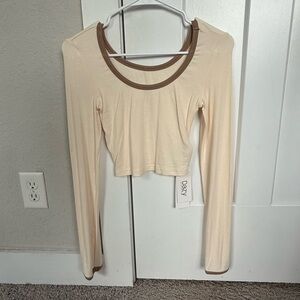 SHEIN Cream Fitted Crop Blouse